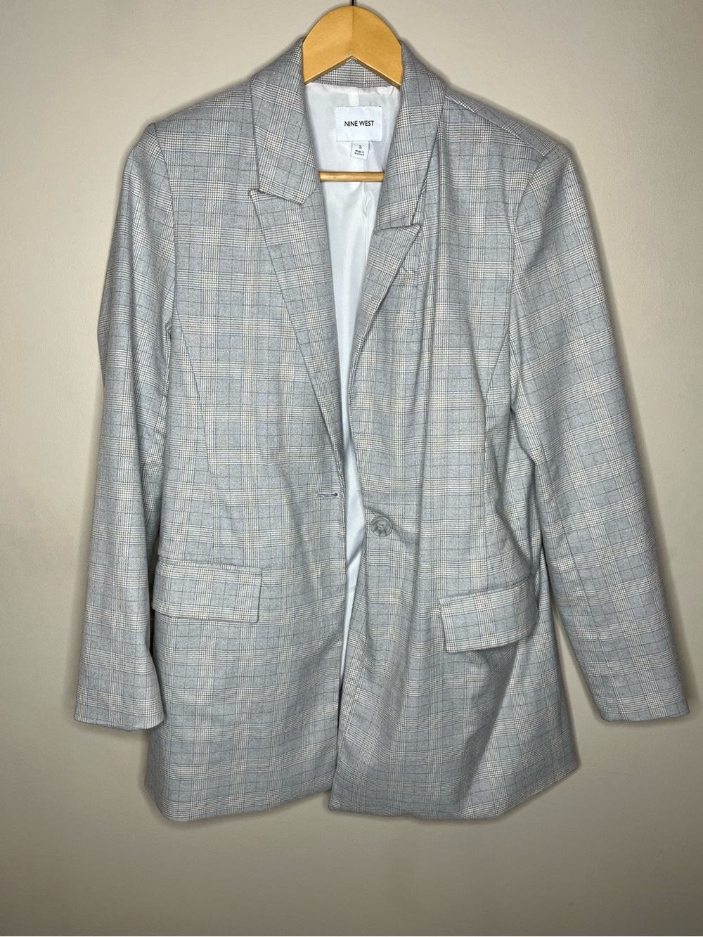 Nine West Gray Plaid Blazer